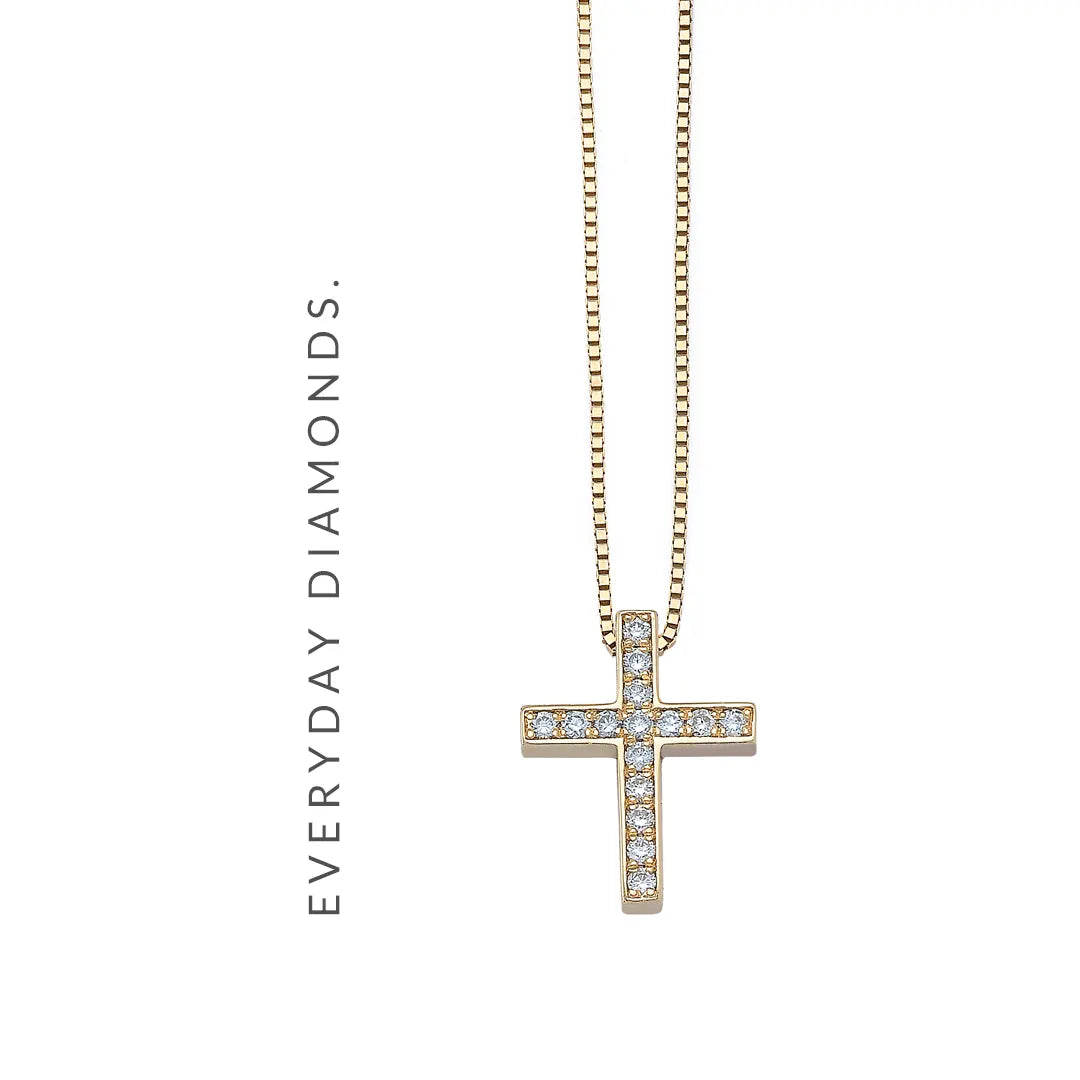 Tiny Diamond Gold Cross Pendant