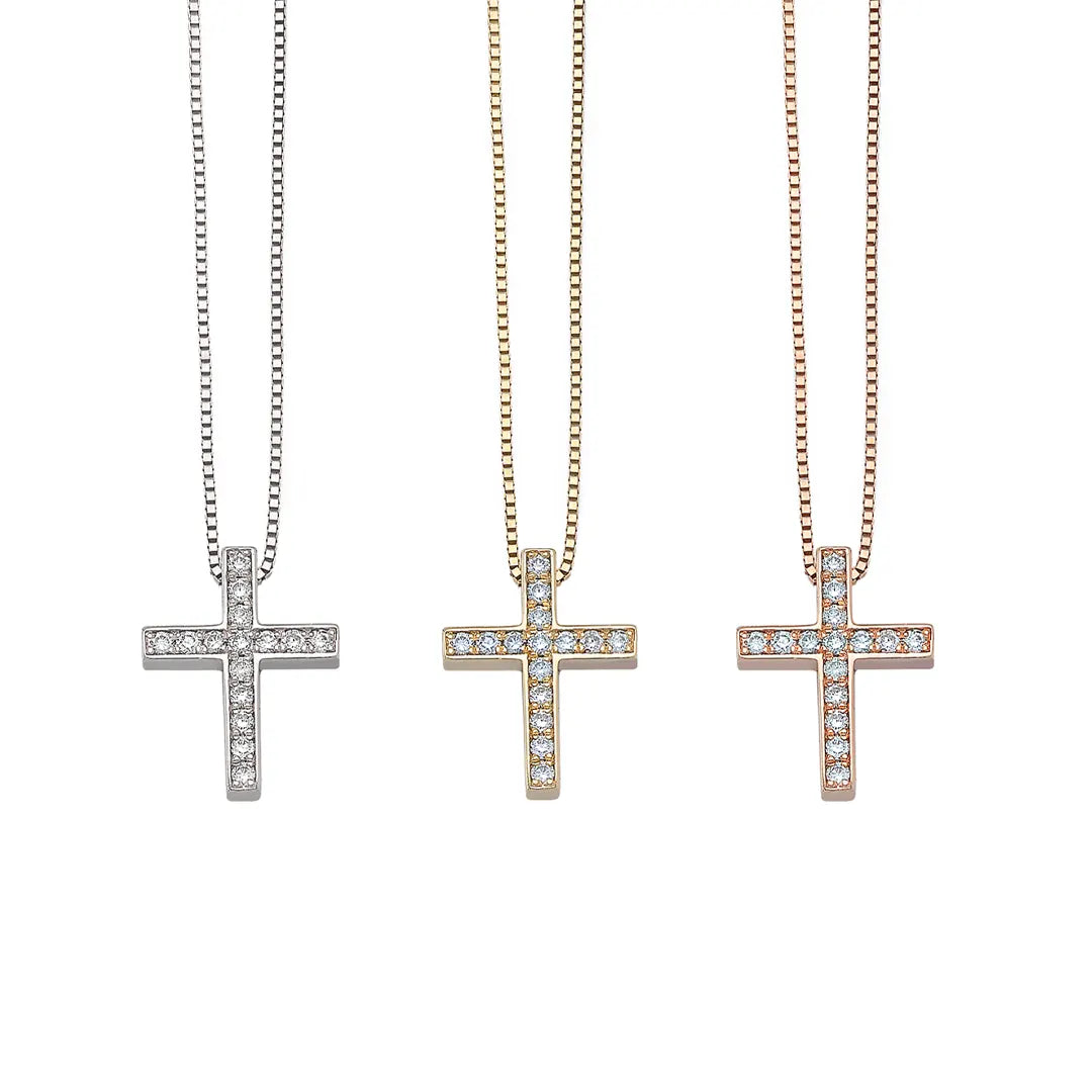 Tiny Diamond Gold Cross Pendant