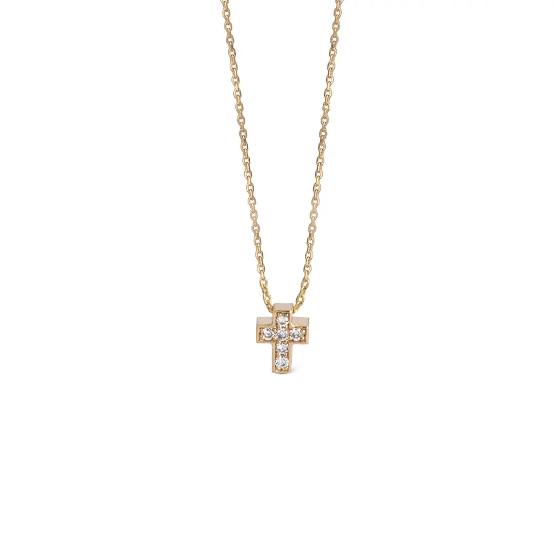 Super Tiny Diamond Gold Cross Pendant