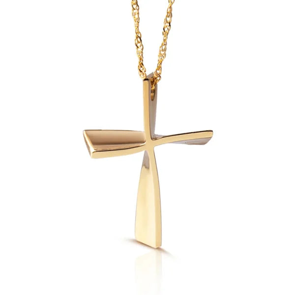 Twisted Gold Cross Pendant, Large Size