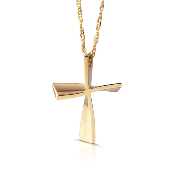 Twisted Gold Cross Pendant, Medium Size