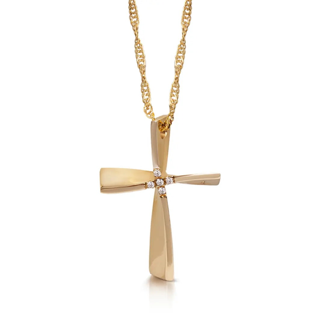 Twisted Gold Cross Pendant