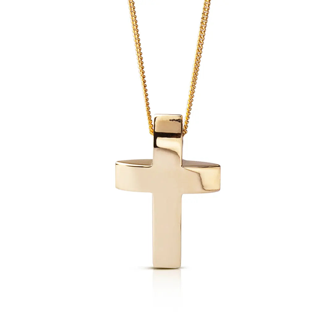 Double Curved Gold Cross Pendant