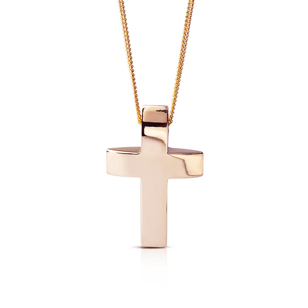 Double Curved Gold Cross Pendant