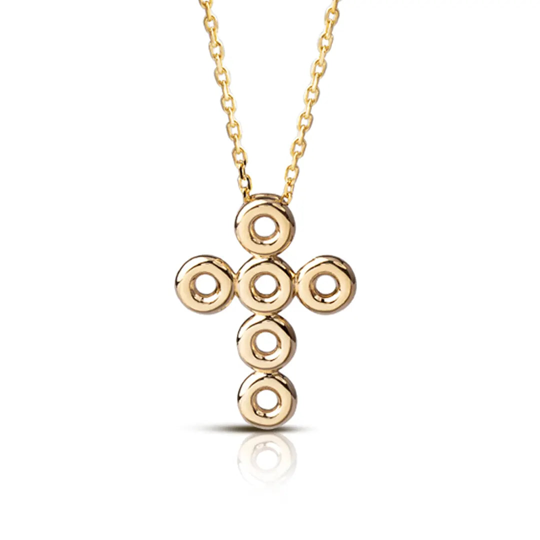 11 Circle Gold Cross Pendant