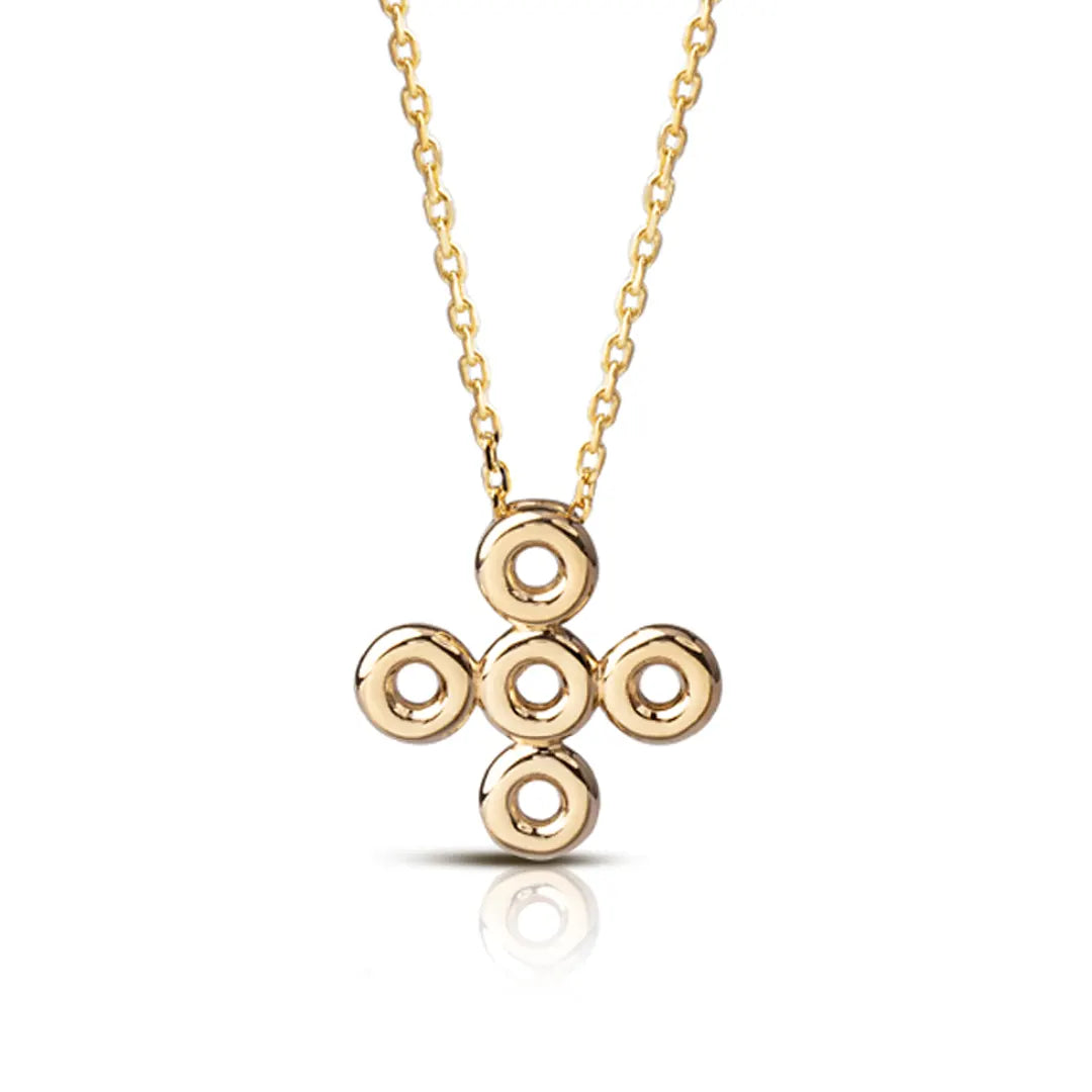 10 Circle Gold Cross Pendant