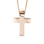 Double Curved Gold Cross Pendant, Large Size