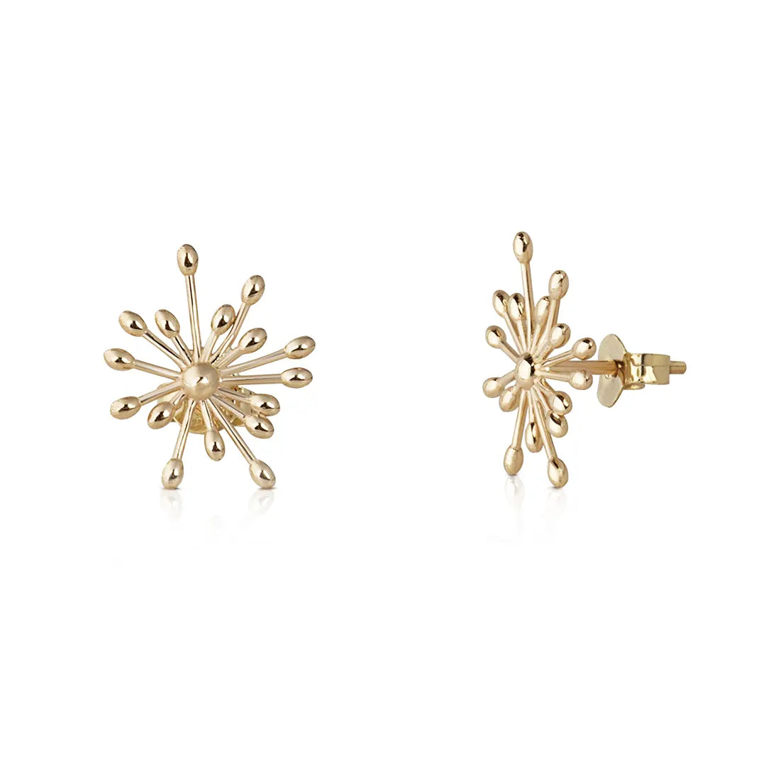 14K Gold Dandelion Talisman Earrings