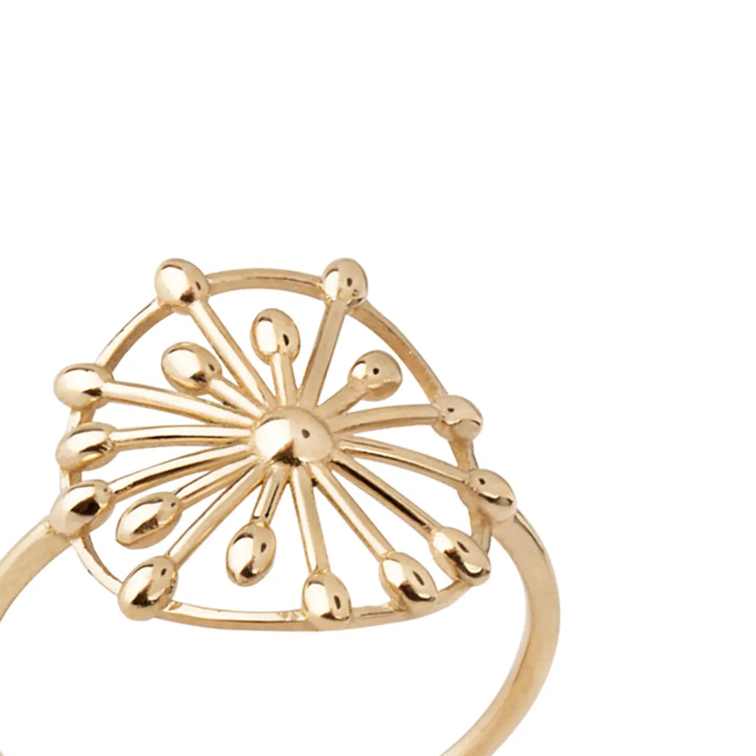 14K Gold Dandelion Talisman Ring