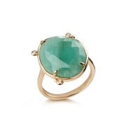 14K Gold Emerald Ring with 3 Diamonds