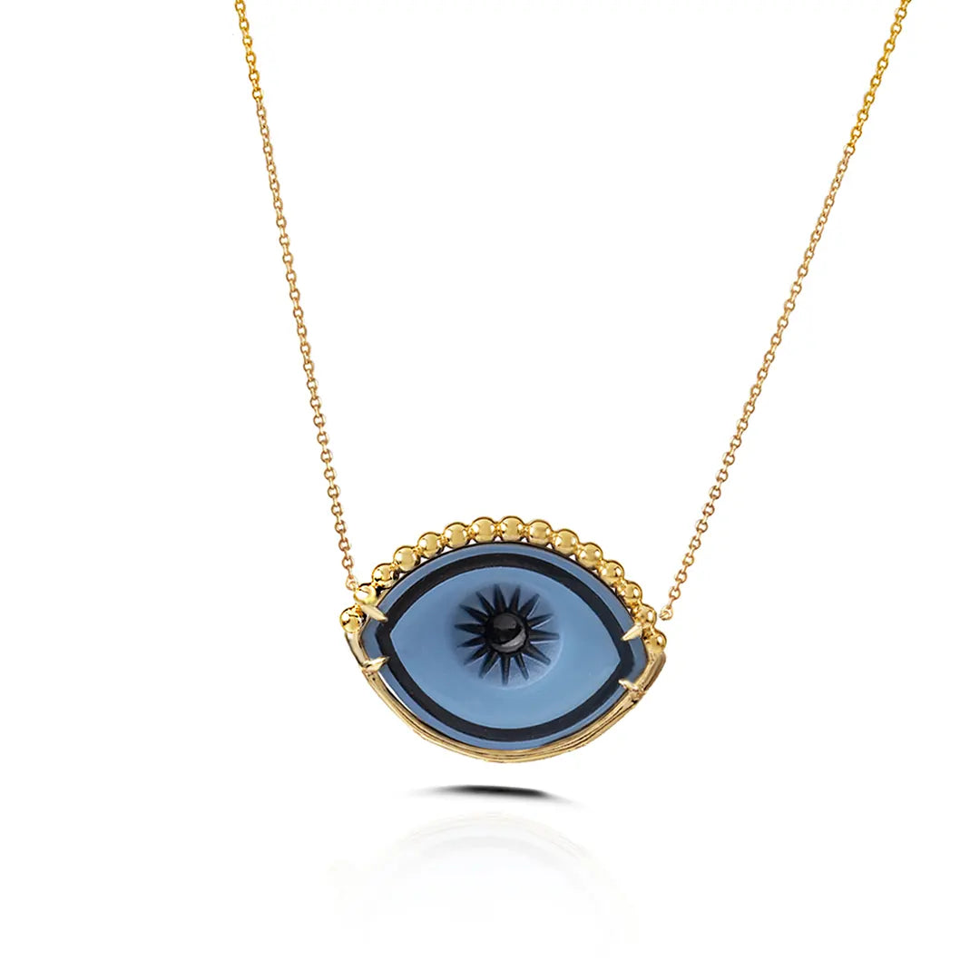Cycladic Talisman Necklace with Cameo Eye and Gold Dots Lashes