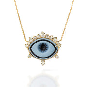 Cycladic Talisman Necklace with Cameo Eye and Diamond Crown