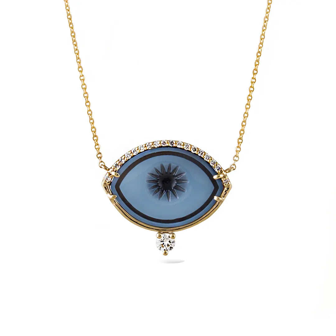 Cycladic Talisman Necklace with Cameo Eye and a Diamond