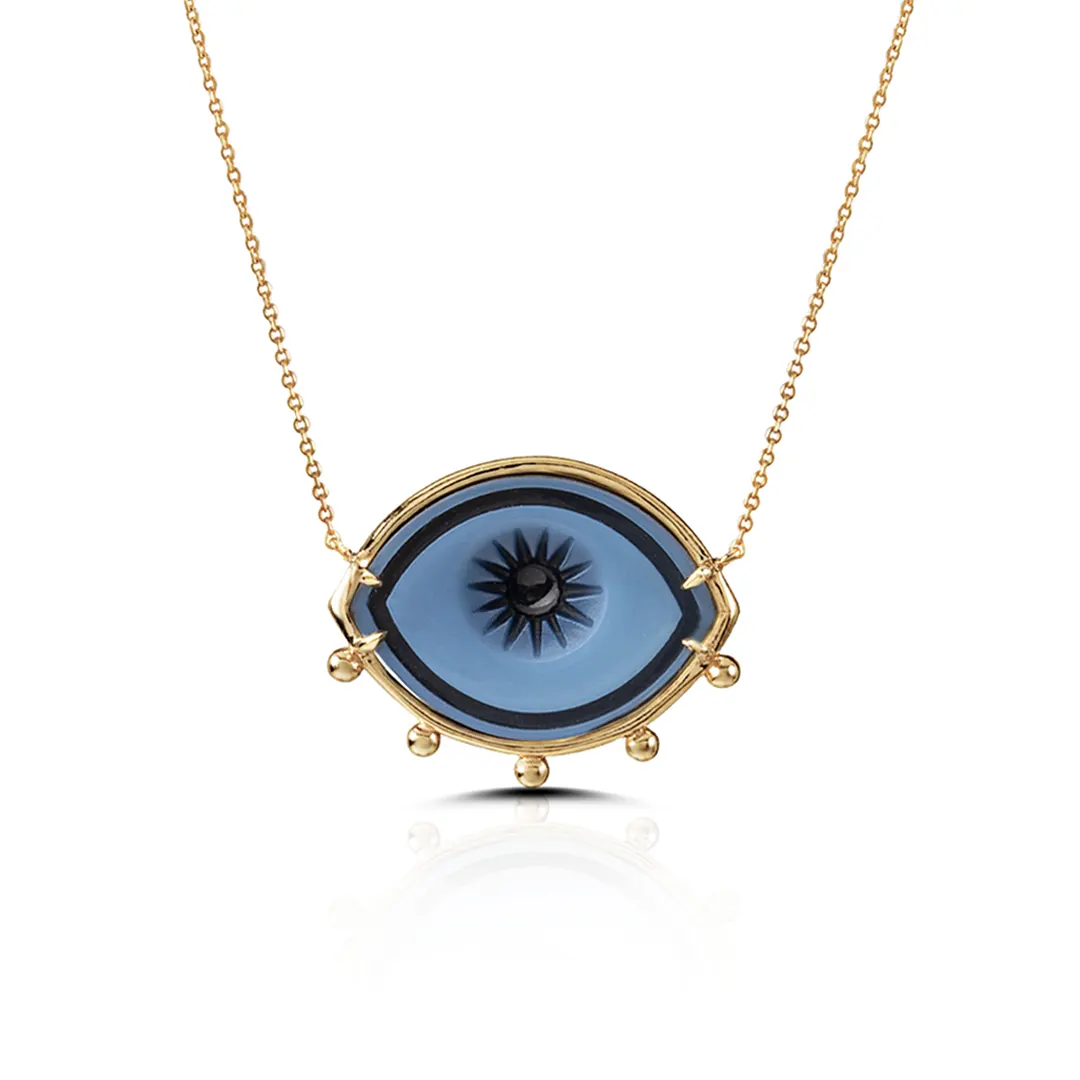 Cycladic Talisman Necklace with Cameo Eye and 5 Dots