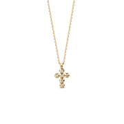 14K Gold Small Cross necklace with Diamonds