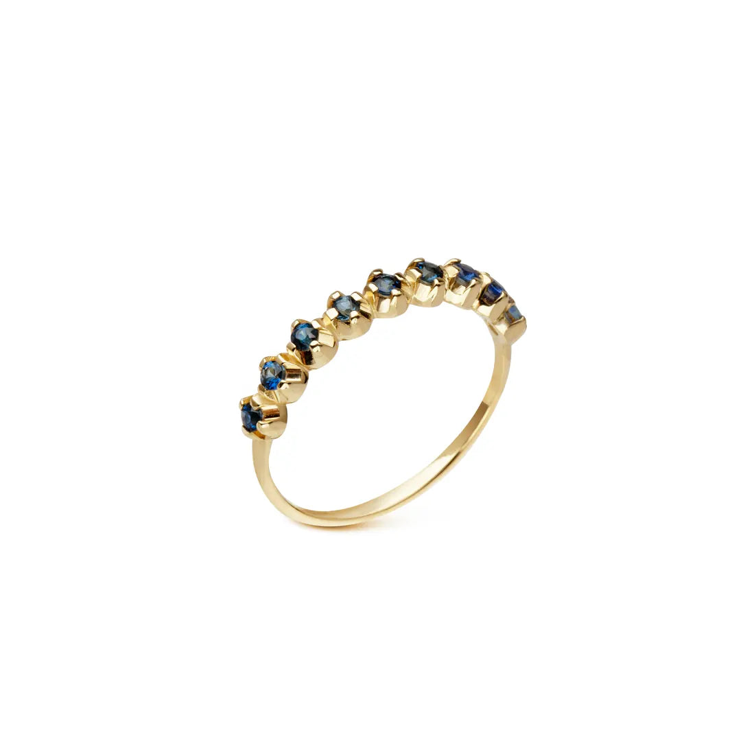 14K Gold half band sapphire ring