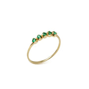 14K Gold 5 Emeralds ring Band