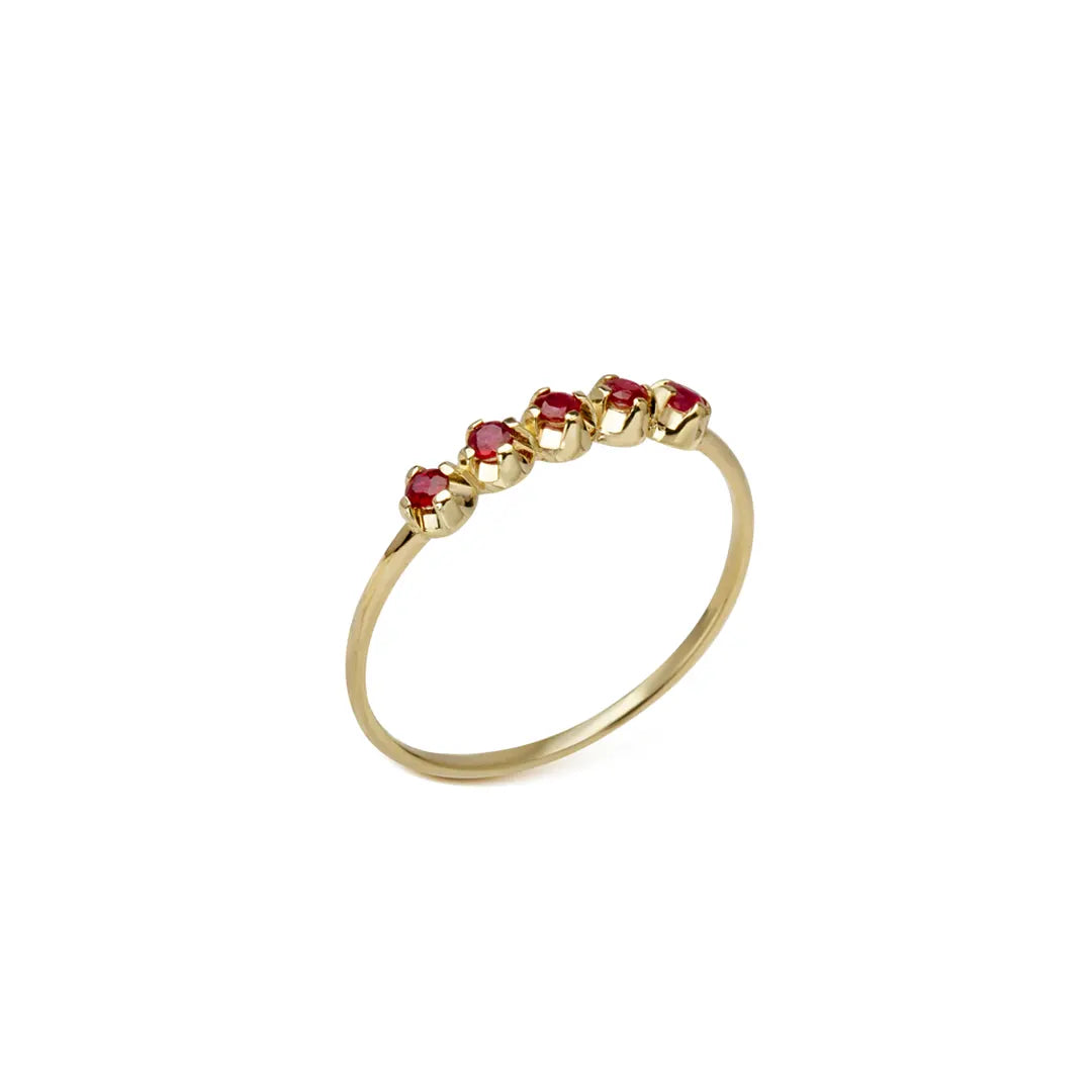 14K Gold 5 Rubies ring Band