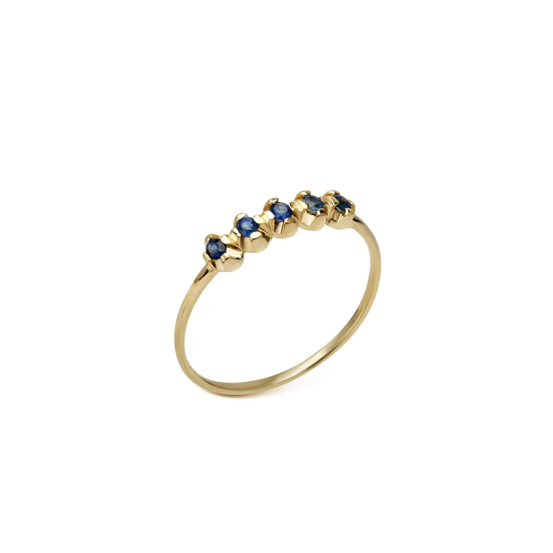 14K Gold 5 Sapphires ring Band