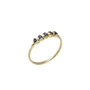 14K Gold 5 Sapphires ring Band