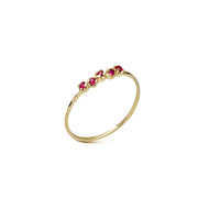 14K Gold 5 rubies slightly irregular band