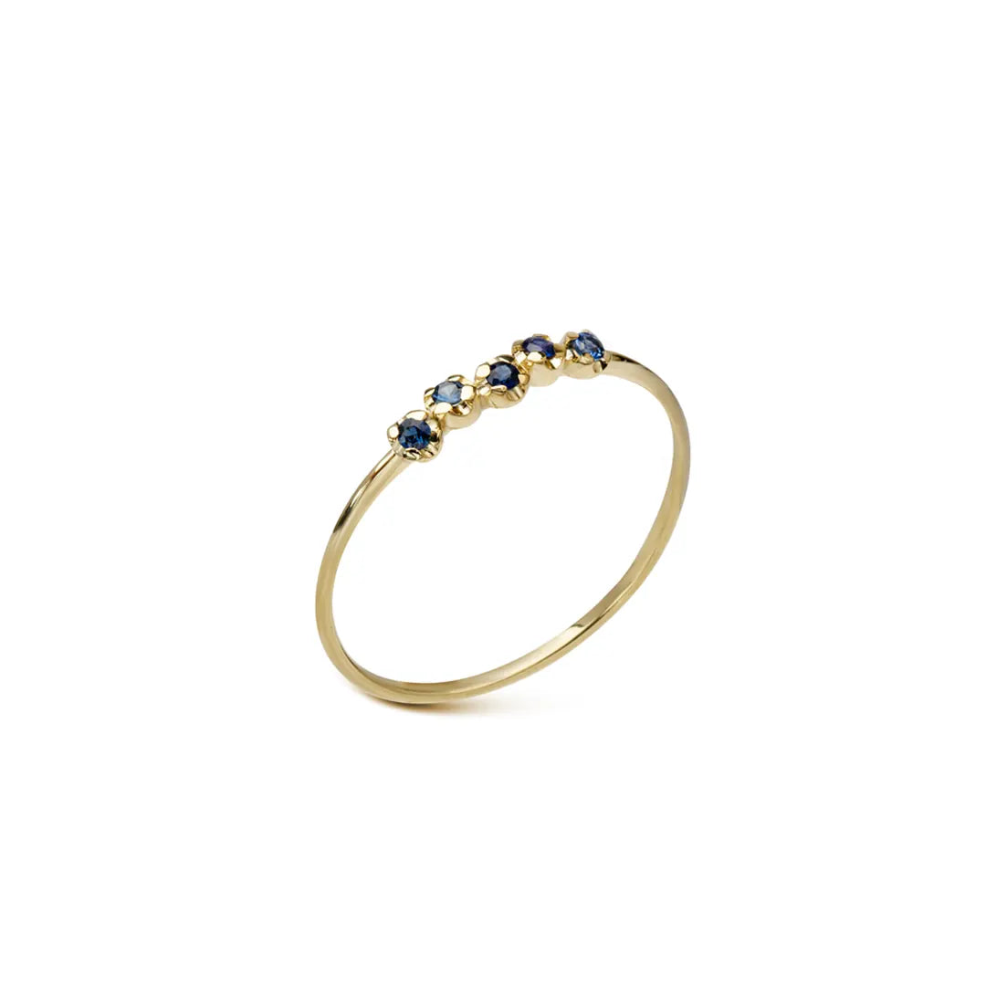 14K Gold 5 sapphires slightly irregular band