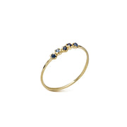 14K Gold 5 sapphires slightly irregular band