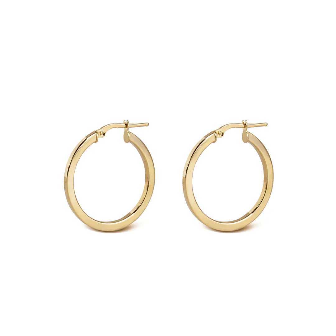 14K Gold classic minimal round hoops