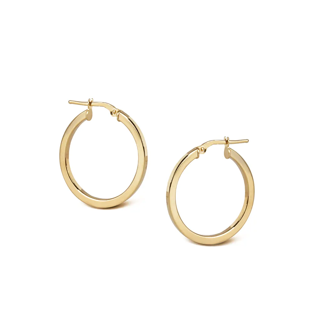 14K Gold classic minimal round hoops, small size