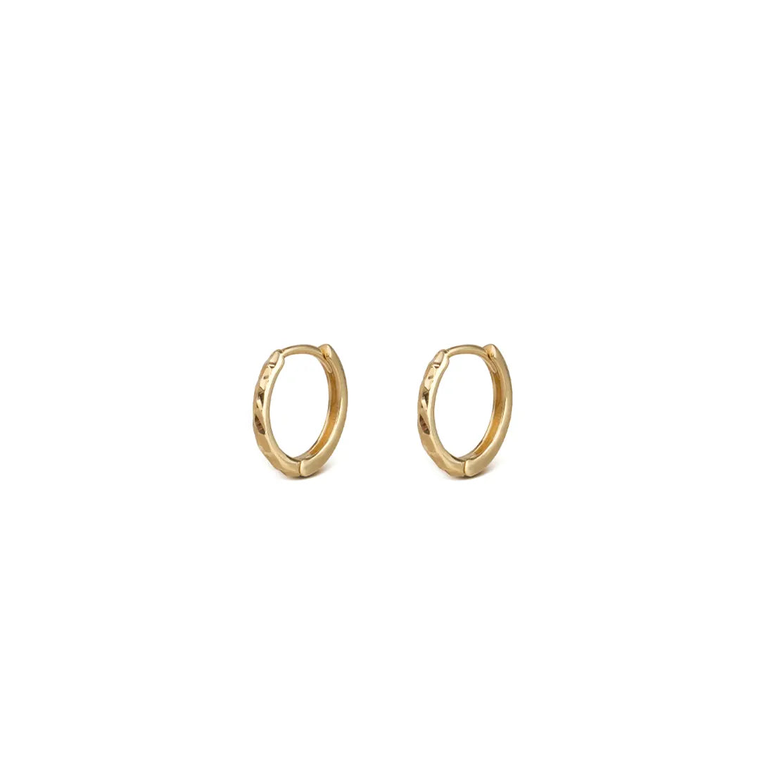 14K Gold super tiny hammered round  hoops