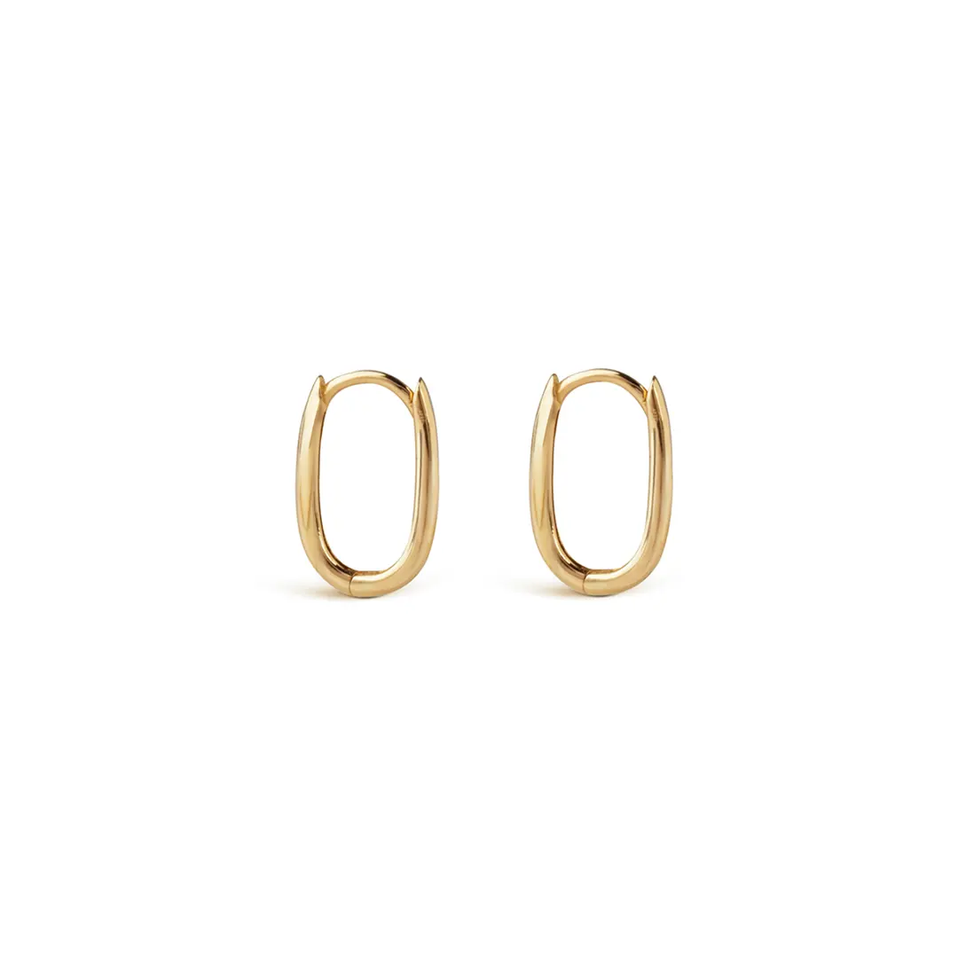 14K Gold small oval hoops