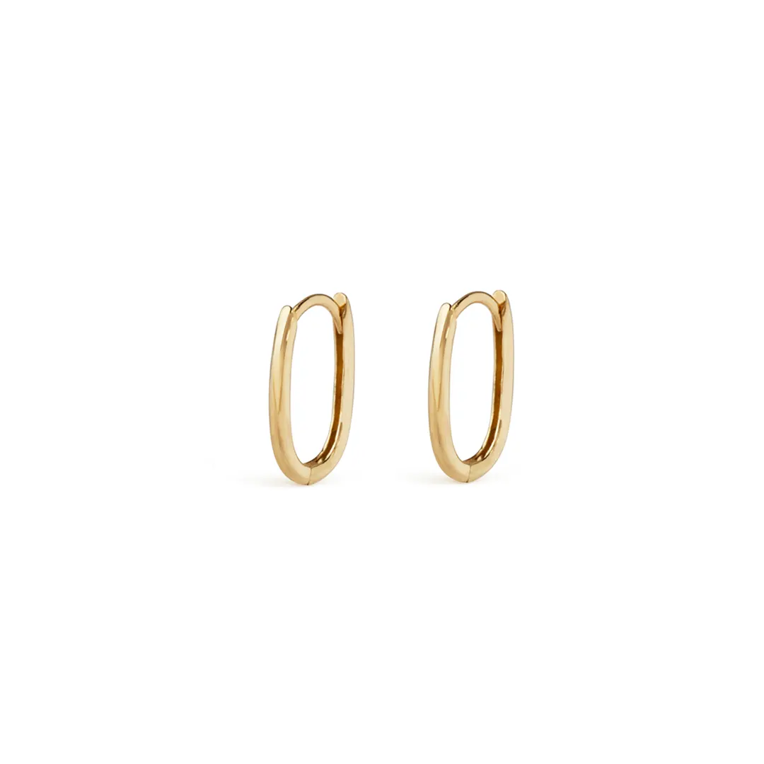 14K Gold small oval hoops