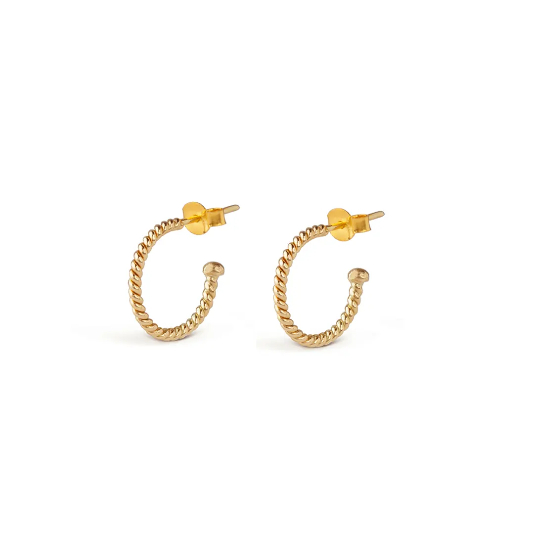 14K Gold semi circle twisted earrings