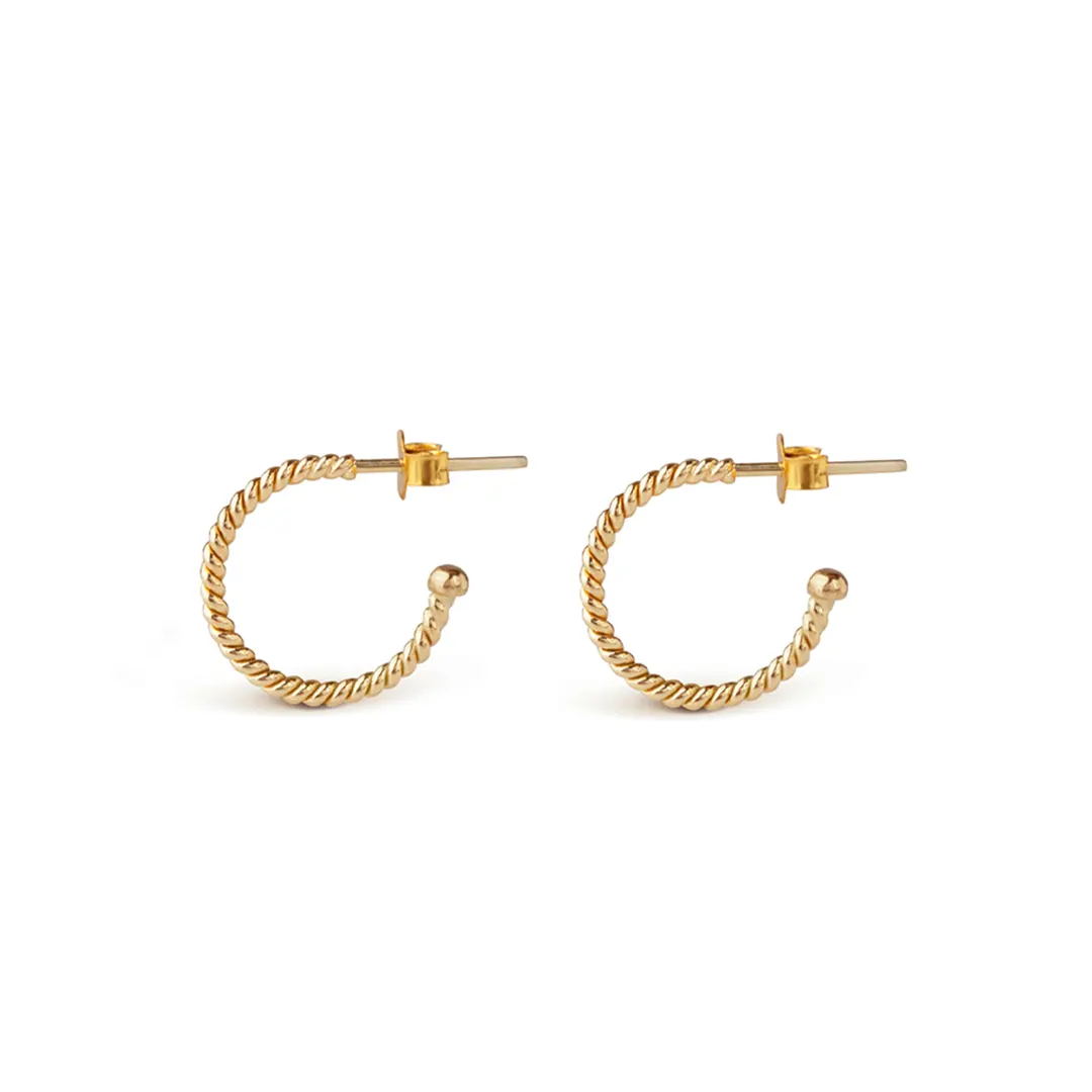14K Gold semi circle twisted earrings