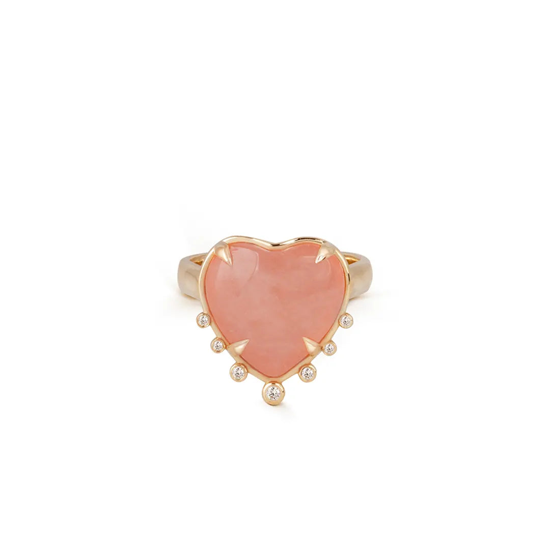 14K Gold Morganite Heart Ring with Diamonds