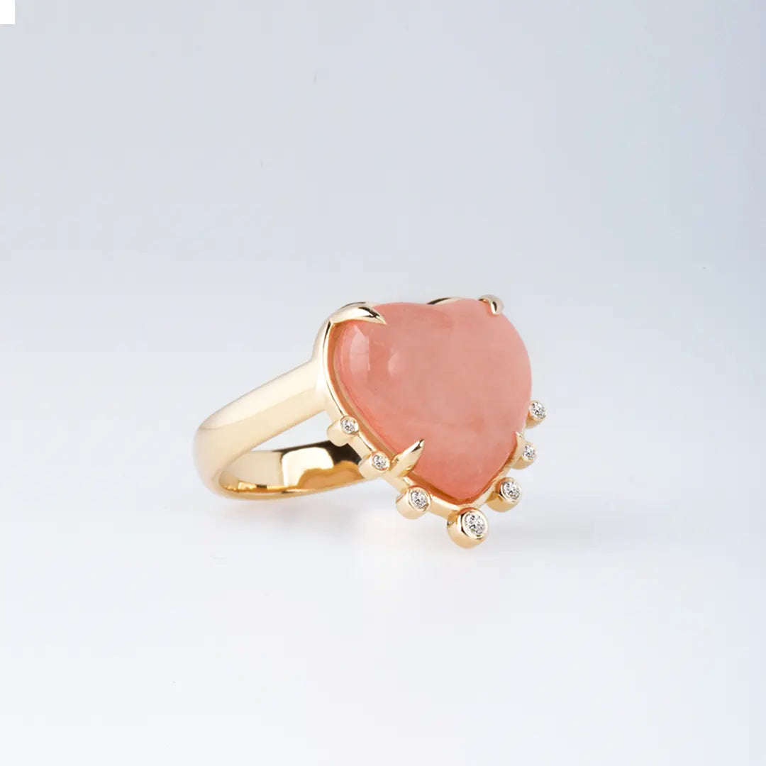 14K Gold Morganite Heart Ring with Diamonds