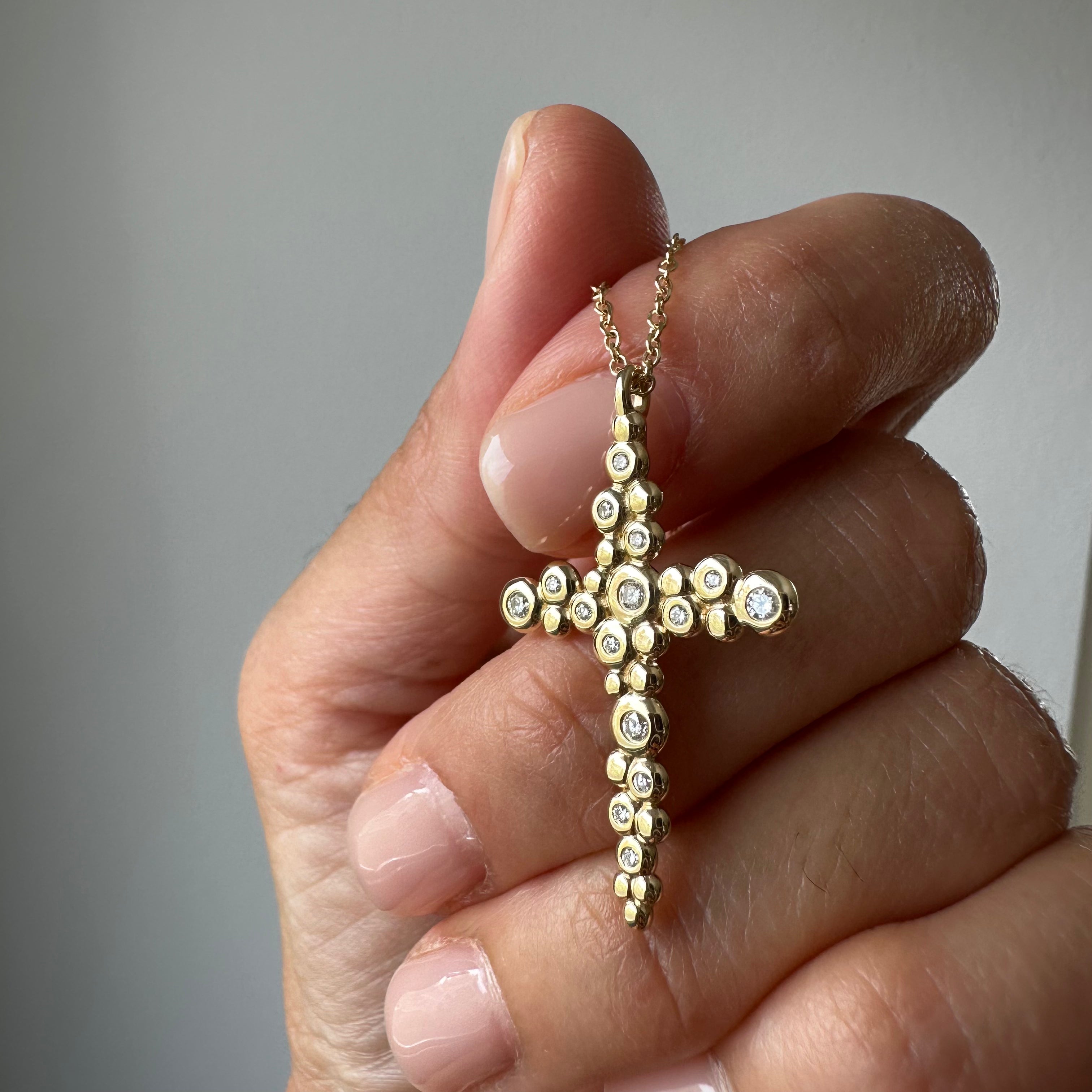 Thick Irregular Bubble Cross Pendant