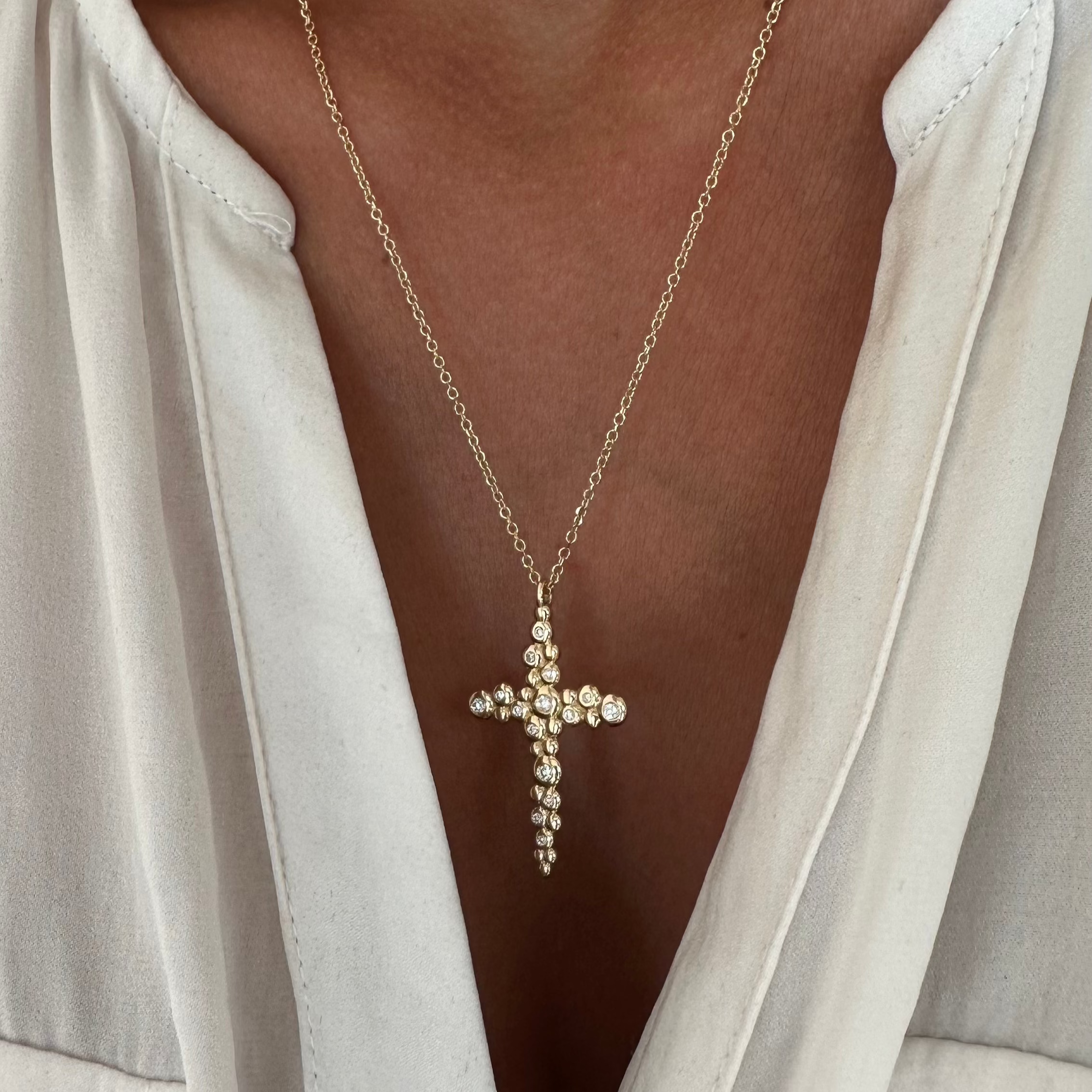 Thick Irregular Bubble Cross Pendant