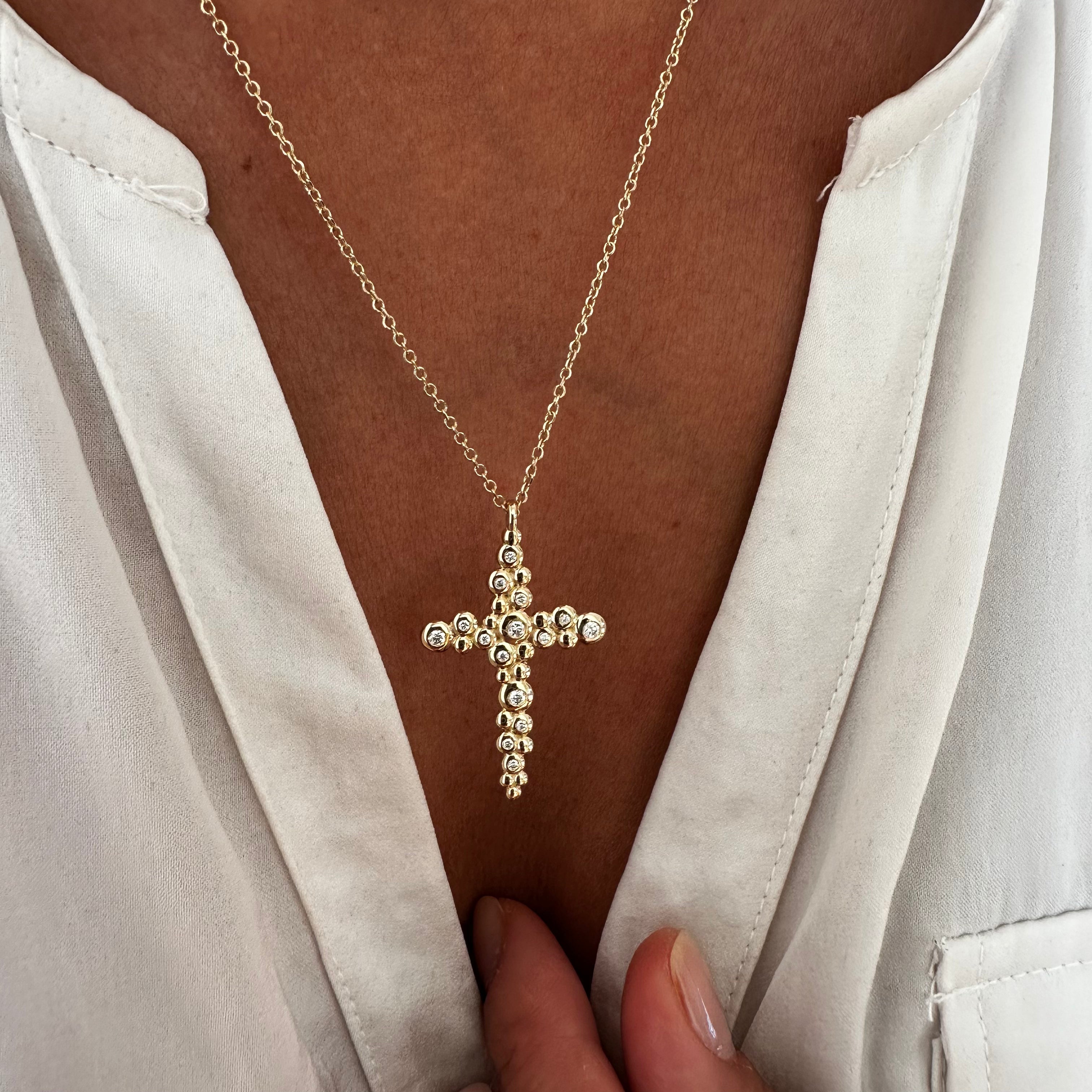 Thick Irregular Bubble Cross Pendant