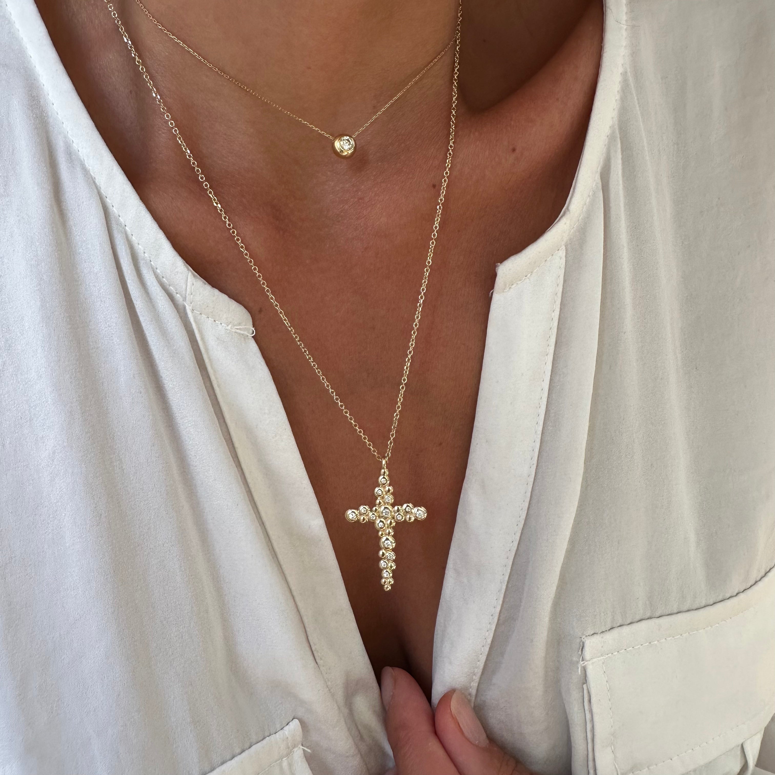 Thick Irregular Bubble Cross Pendant