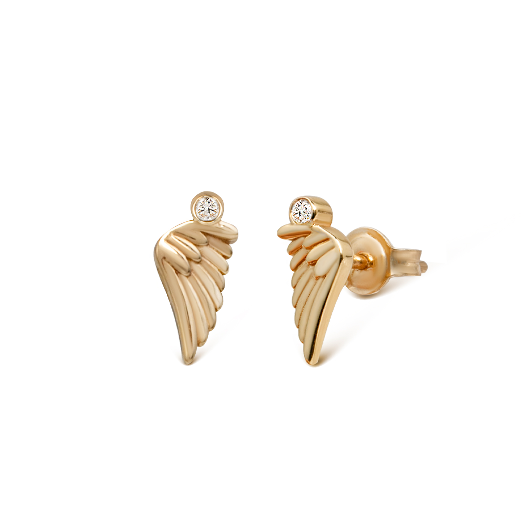 14K Gold Tiny “Wings” Talisman 2025 Earrings
