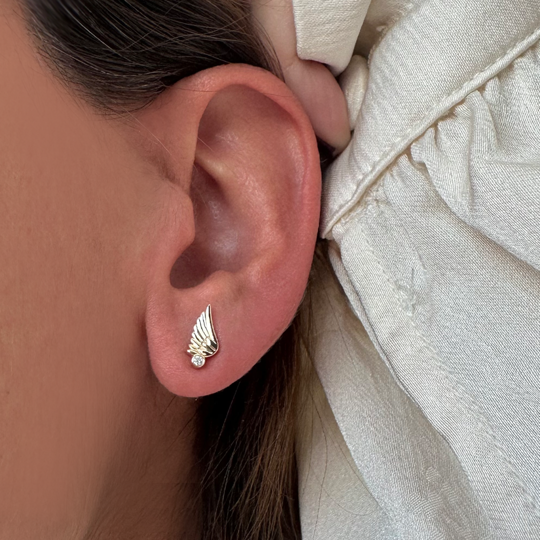 14K Gold Tiny “Wings” Talisman 2025 Earrings