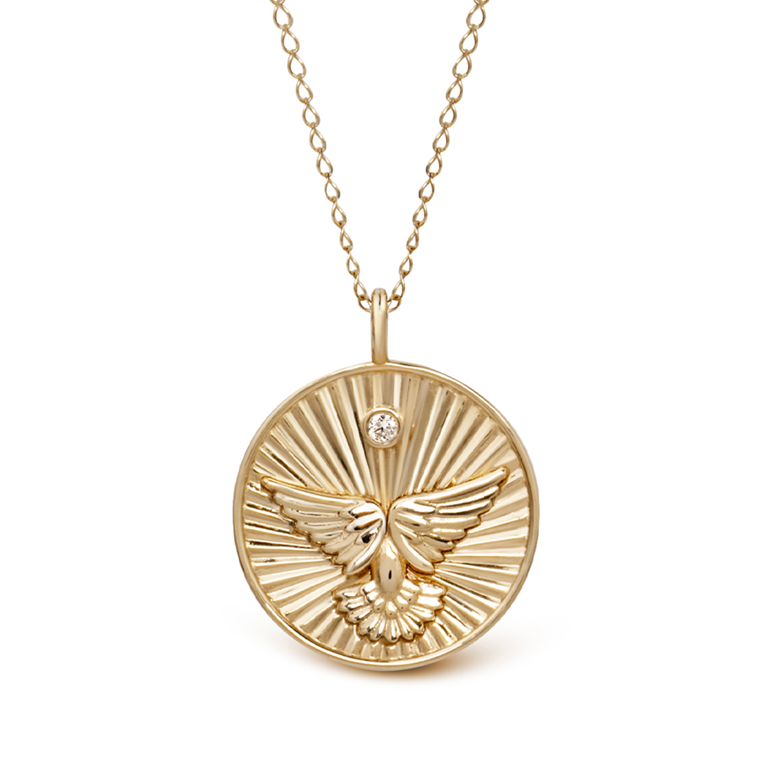 14K Gold "Wings" Talisman Pendant 2025 Disc Necklace