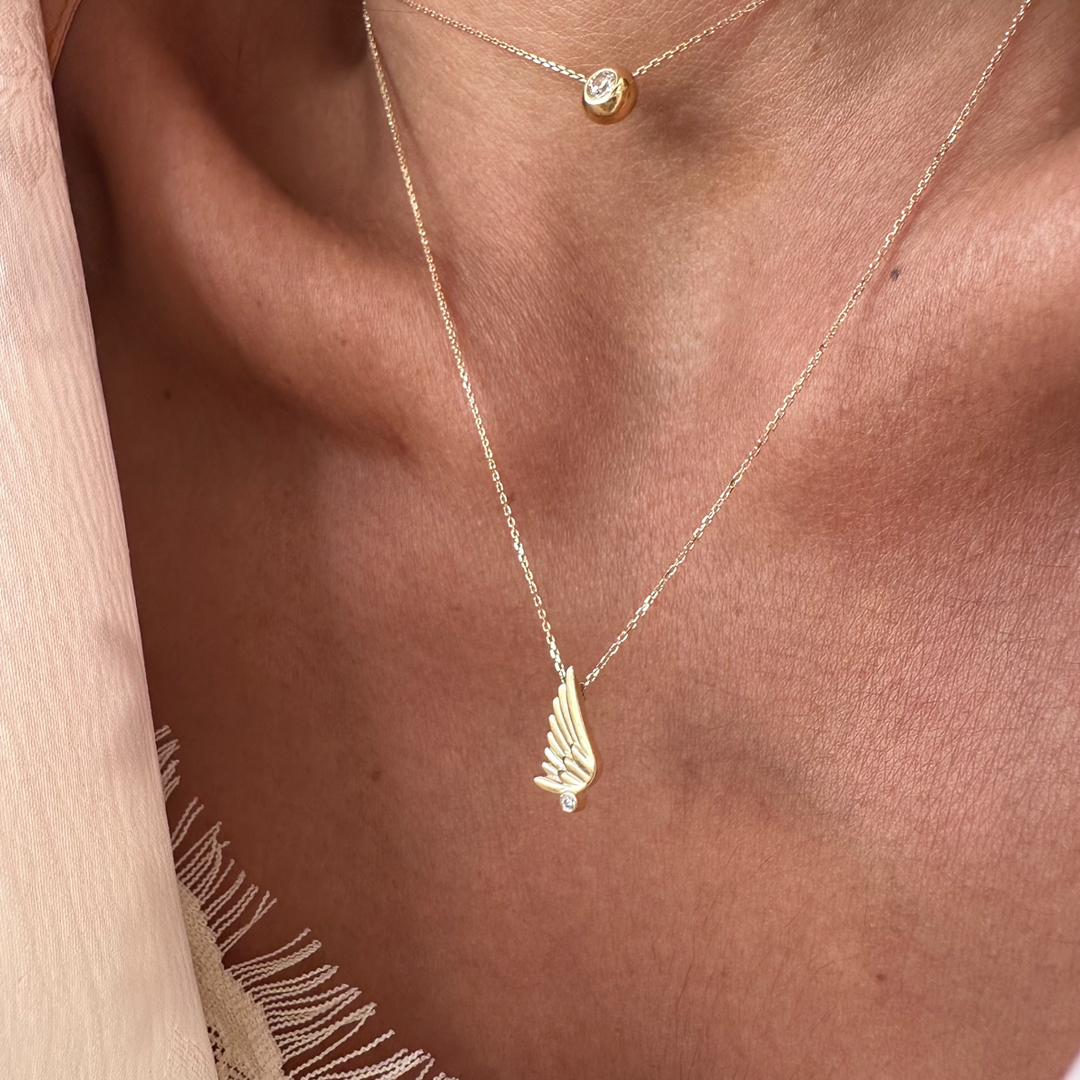14K Gold "Wings" Talisman 2025 Tiny Necklace