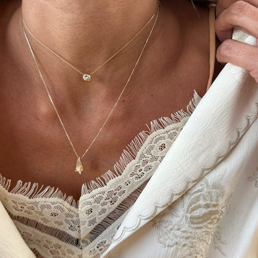 14K Gold "Wings" Talisman 2025 Tiny Necklace