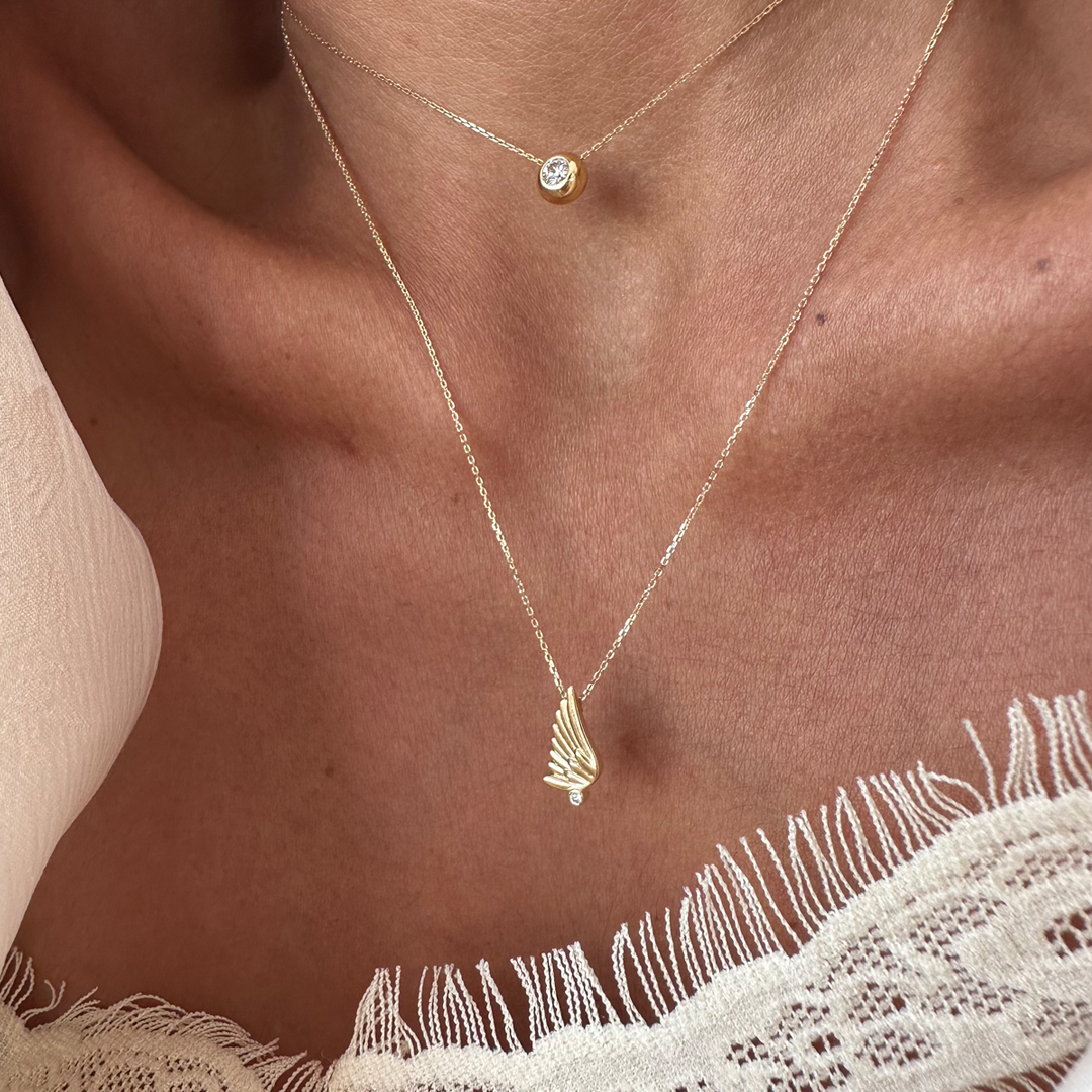 14K Gold "Wings" Talisman 2025 Tiny Necklace