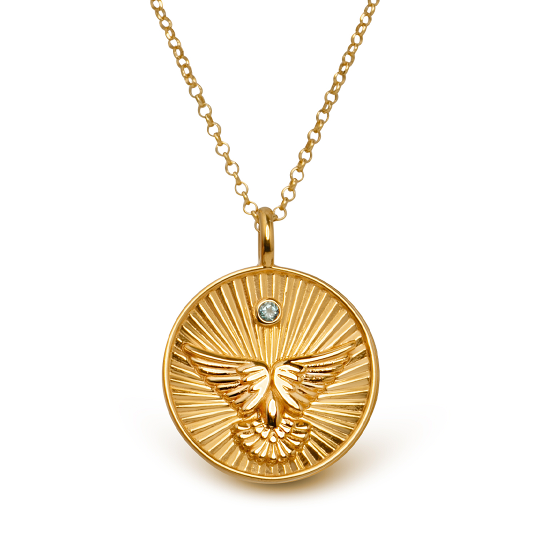 Gold Plated "Wings" Talisman 2025 Disc Necklace