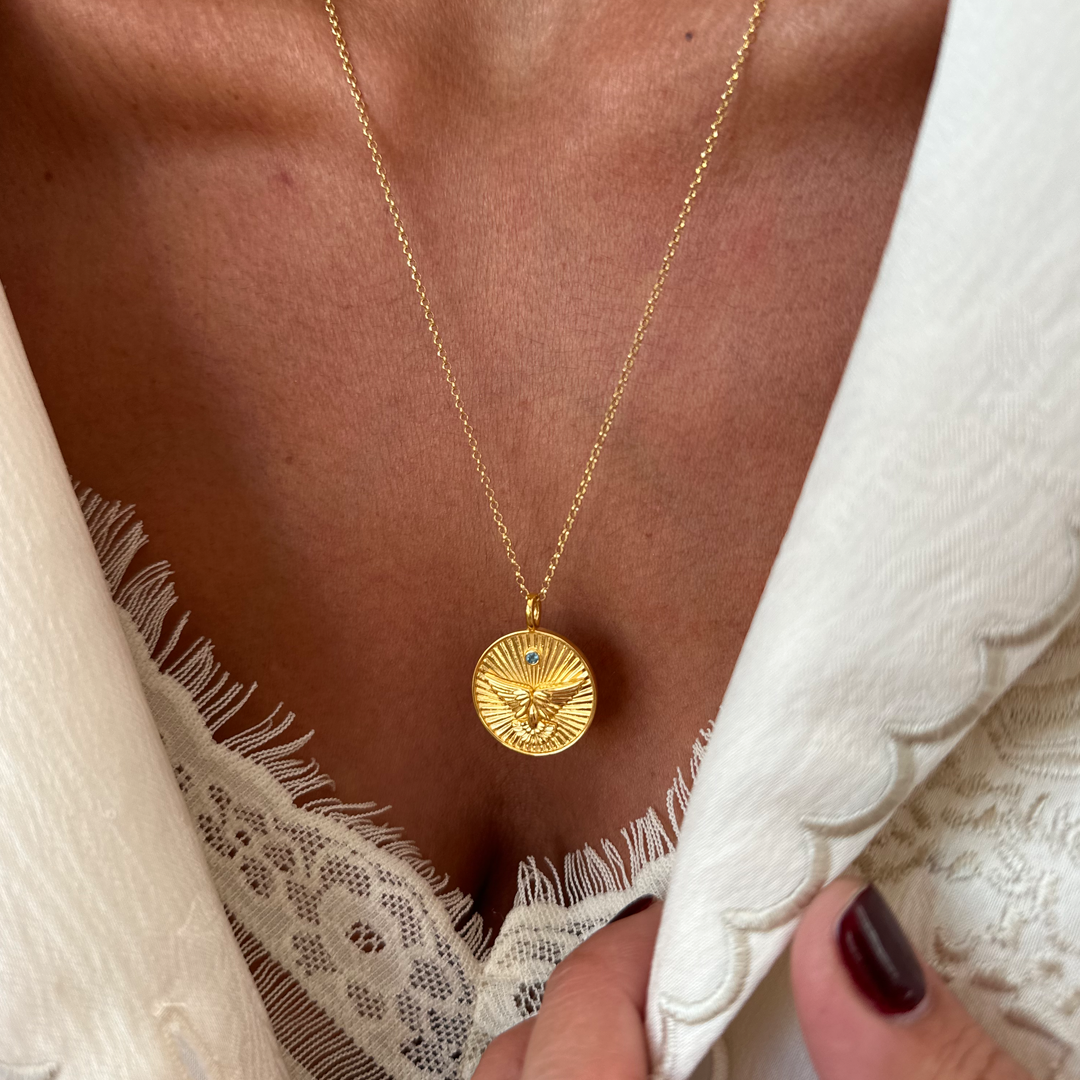Gold Plated "Wings" Talisman 2025 Disc Necklace