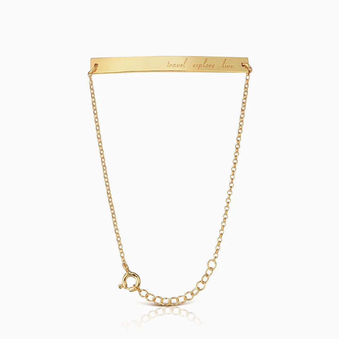 Gold thick bar personalised bracelet