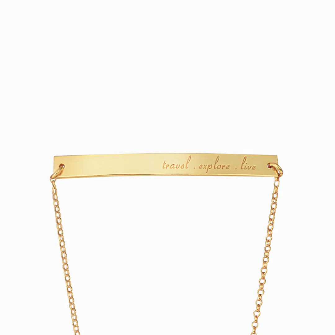 14K Gold Personalized Thick Bar Bracelet